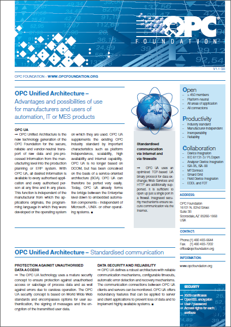OPC Unified Architecture Panoramica Brochure