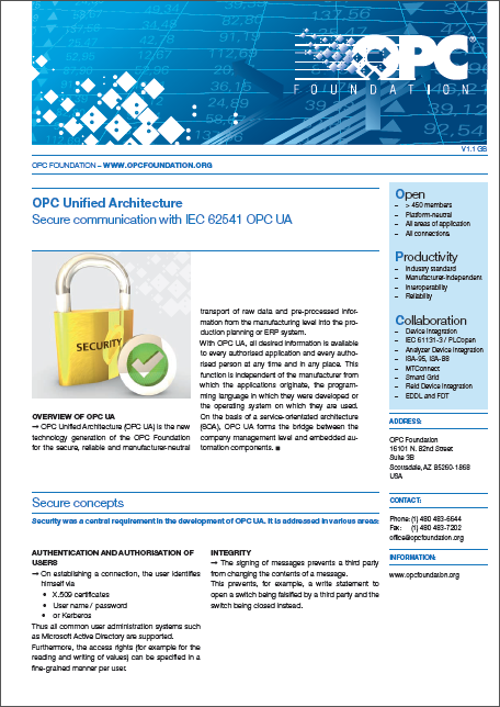 La sécurité avec l’« OPC Unified Architecture »