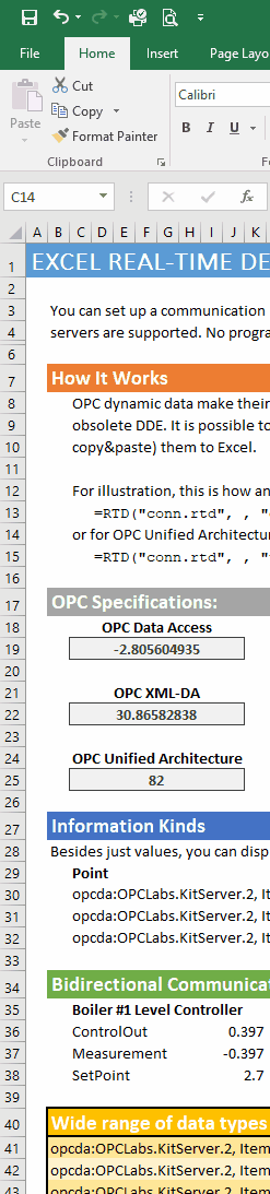 Excel Option for QuickOPC